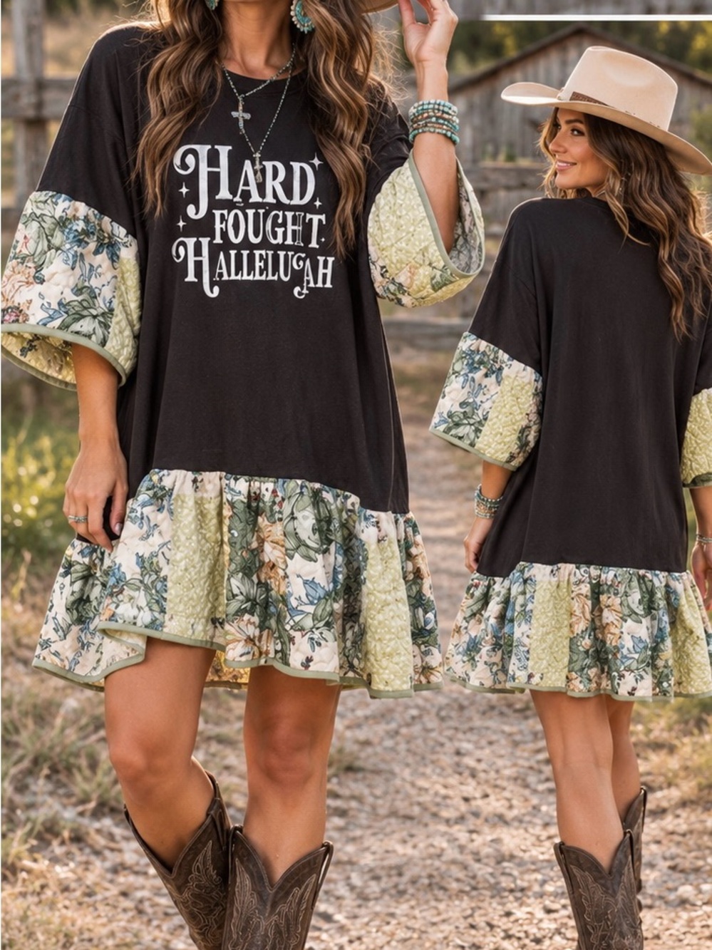 Tabi Myers Hard Fought Hallelujah” Patchwork T-Shirt